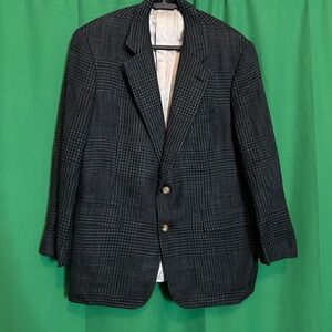 HERTLING knit plaid houndstooth gray hand tailored blazer